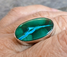 925 Silver CHRYSOCOLLA MALACHITE Ring Sz N-6.75 R824~Silverwave*uk Jewellery
