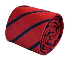 red and blue striped tie
