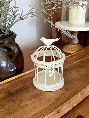 White metal birdcage lantern - white,