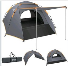 Cflity Camping Tent, 3 Man Pop Up Tent Automatic Instant Three Layer Waterproof