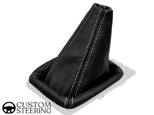 Black leather and white stitch - black,