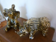 VINTAGE COLLAGE SAFARI COLLECTION ( ELEPHANT AND RHINO )