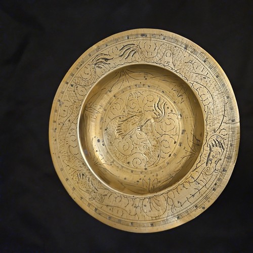 Vintage chinese engraved brass - engraved,