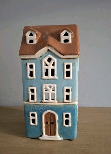 Turquoise tea light - turquoise, village