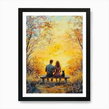 Couple Sitting On A Bench Art