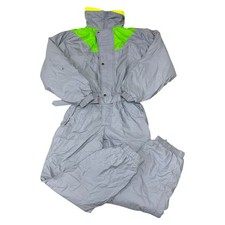 Vintage Ski Suit One Piece 90s Snow Apres Retro Grey Neon Mens Medium EU50