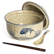 HLWDXno1 Ceramic Ramen Bowl, Japanese Style Retro Ramen Bowls Set 800ml Noodle