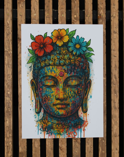 Colourful buddha metal - metal, wall