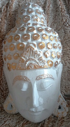 Wooden carved buddha head - wooden,