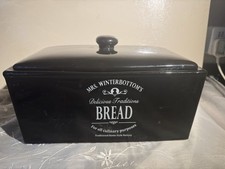 Mrs Winterbottoms Bread Storage Bin Box Black Ceramic