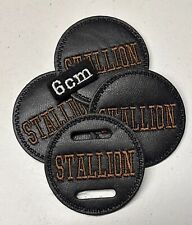 1 X 6cm Leather Stallion Bridle Disc  Badge Show Mini Horse  Black & Brown Font