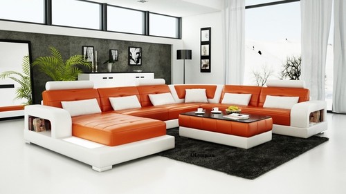 Modern large leather sofa - large,
