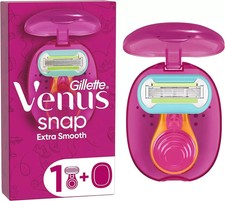 Gillette Venus Extra Smooth Snap Mini Travel Razor - Lubrastrip - 5 Blade - Pink
