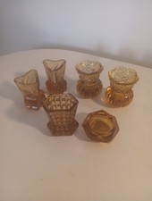 Joblot 6 X Amber Glass Posy Bud Vases Vintage
