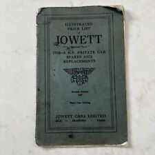 Jowett illustrated Price List Spares and Replacements 1938 Private Car (M)