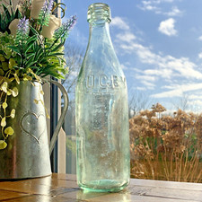 Vintage Glass W. Elliott Rugby Old Fashioned Large Clear Green Glass Bottle