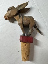 Vintage Hand-Carved Wooden Bottle Stopper – Donkey Figure – 5”