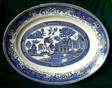 WASHINGTON POTTERY 'OLD WILLOW' PLATTER IRONSTONE PLATTER IN BLUE & WHITE