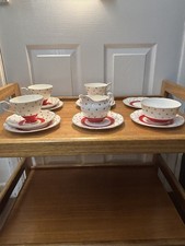 Vintage  Ashley Fine Bone China 22ct Gold plates 3 cup & saucers m/jug & s/bowl 