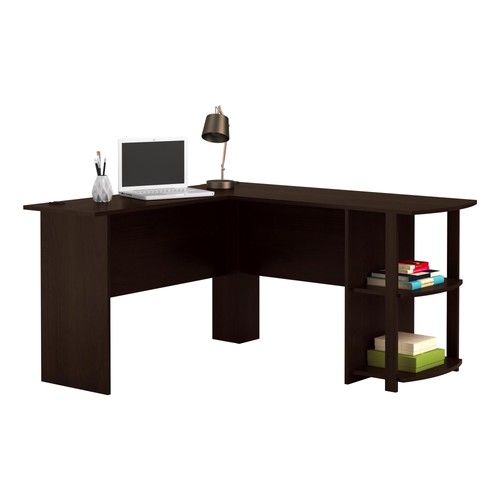 Shaped desk with bookshelves - shaped,