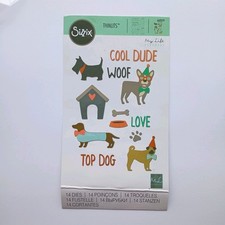 Sizzix Thinlits Die Set Dogs 662079 Dogs Accessories Sentiments Cardmaking  Rare