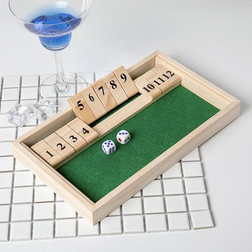 Shut the box - board, dice