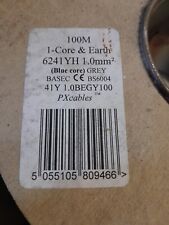 100m 6241Y 1mm Core And Earth Grey Blue Core Flex Cable  Wire