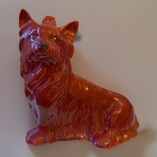 Vintage Sylvac Yorkshire Terrier 8407 Red Glossy Finish 9inch X 9inch