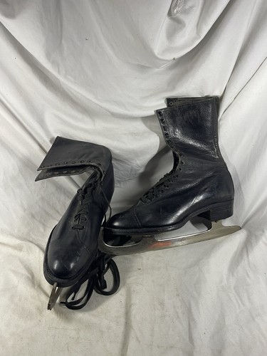 Vintage leather ice skates - vintage,