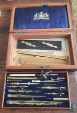 Victorian Rosewood Cased Box of Drawing Instruments. Circa 1880. Antique