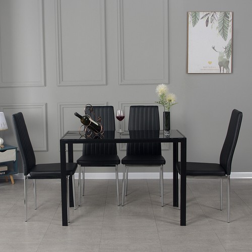 Black grey dining table and - black/grey,