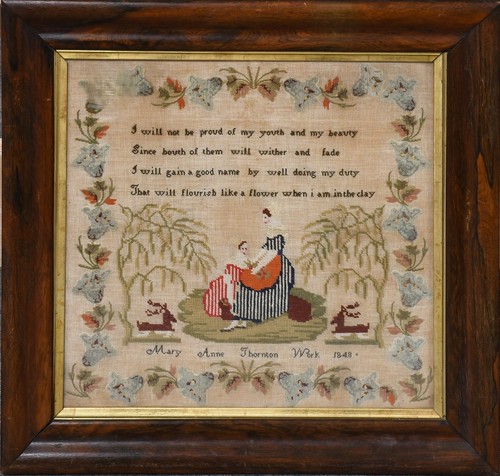 Antique needlework sampler - antique,