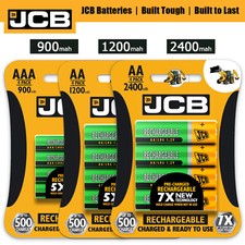 JCB AA AAA RECHARGEABLE BATTERIES 900mAh 1200mAh 2400mAh PRE CHARGED Ni-MH