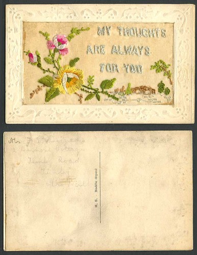 Ww1 silk embroidered flowers - embroidered,