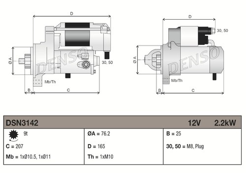 Denso starter for audi - for,