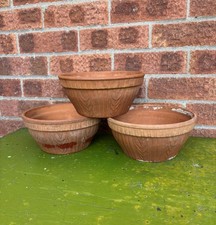 Vintage Terracotta Greenhouse Pots x3 – Made in England – 21cm Wide - Nice Set