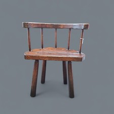 A Lovely Old Rustic Country Oak Chair Handmade By Craftsman