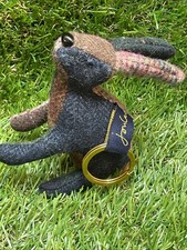 JOULES Tweed Rabbit Hare Key Ring Bag Charm Key Fob Stuffed Animal Tartan