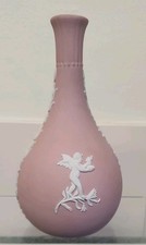 WEDGWOOD PINK JASPERWARE  BUD VASE CUPID 14CMS IN HEIGHT QUALITY COLLECTABLE.   
