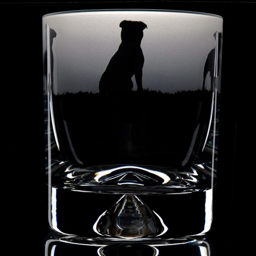 Staffy dog whiskey tumbler - dog,