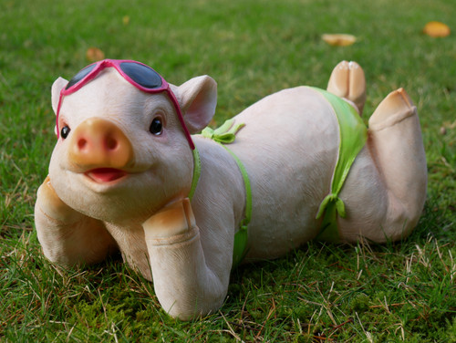 Pig garden ornament statue - pig,