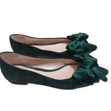Emmy London Florence Flats Size UK 3  Green Suede Shoes RRP £435 Current Season