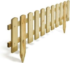 1M Wooden Picket Fence Border