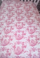 Rare king American Quilt Company Bedding toile de jouy pinkish red bedspread