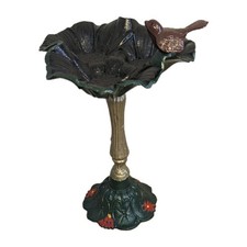 Antique Cast Iron Painted Bird Bath Heavy Garden Ornament