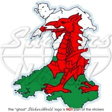 WALES Welsh Map-Flag UK CYMRU Red Dragon, British Vinyl Bumper Sticker, Decal