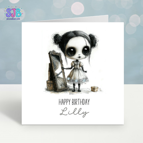 Goth girl birthday card - birthday,