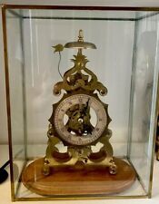 Large Antique Skeleton Mantel Clock , Glass Case,Very Good Condition ,Striking