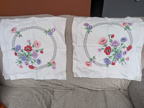 Two floral embroidered 18x18 - two,