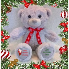 PERSONALISED GREY TEDDY BEAR